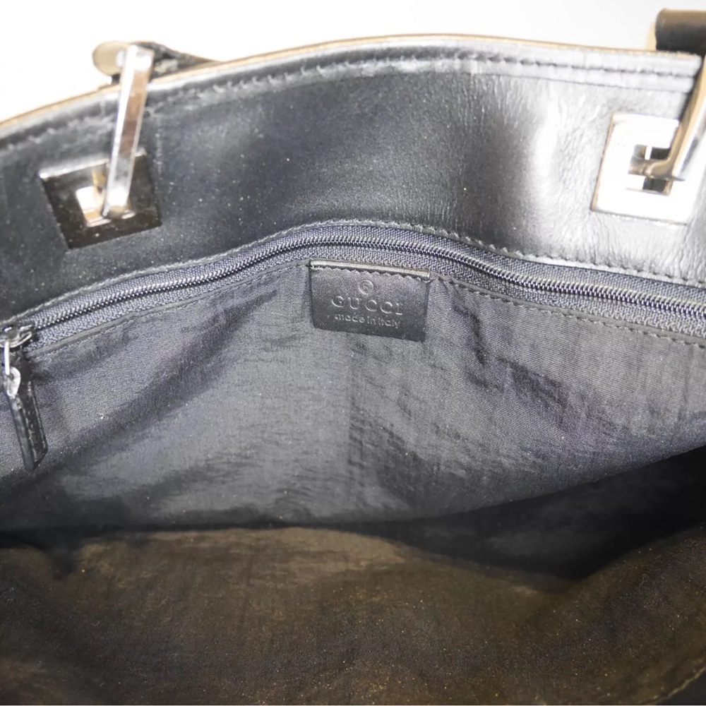 Gucci Black Denim Canvas GG Monogram Tote Bag - Picture 12 of 13